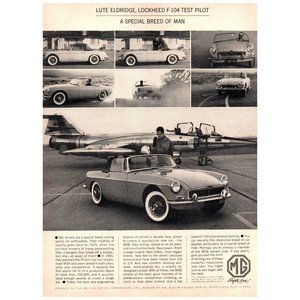 1964 MG MGB Convertible Lockheed F104 Fighter Jet Vintage Print Ad Special Breed
